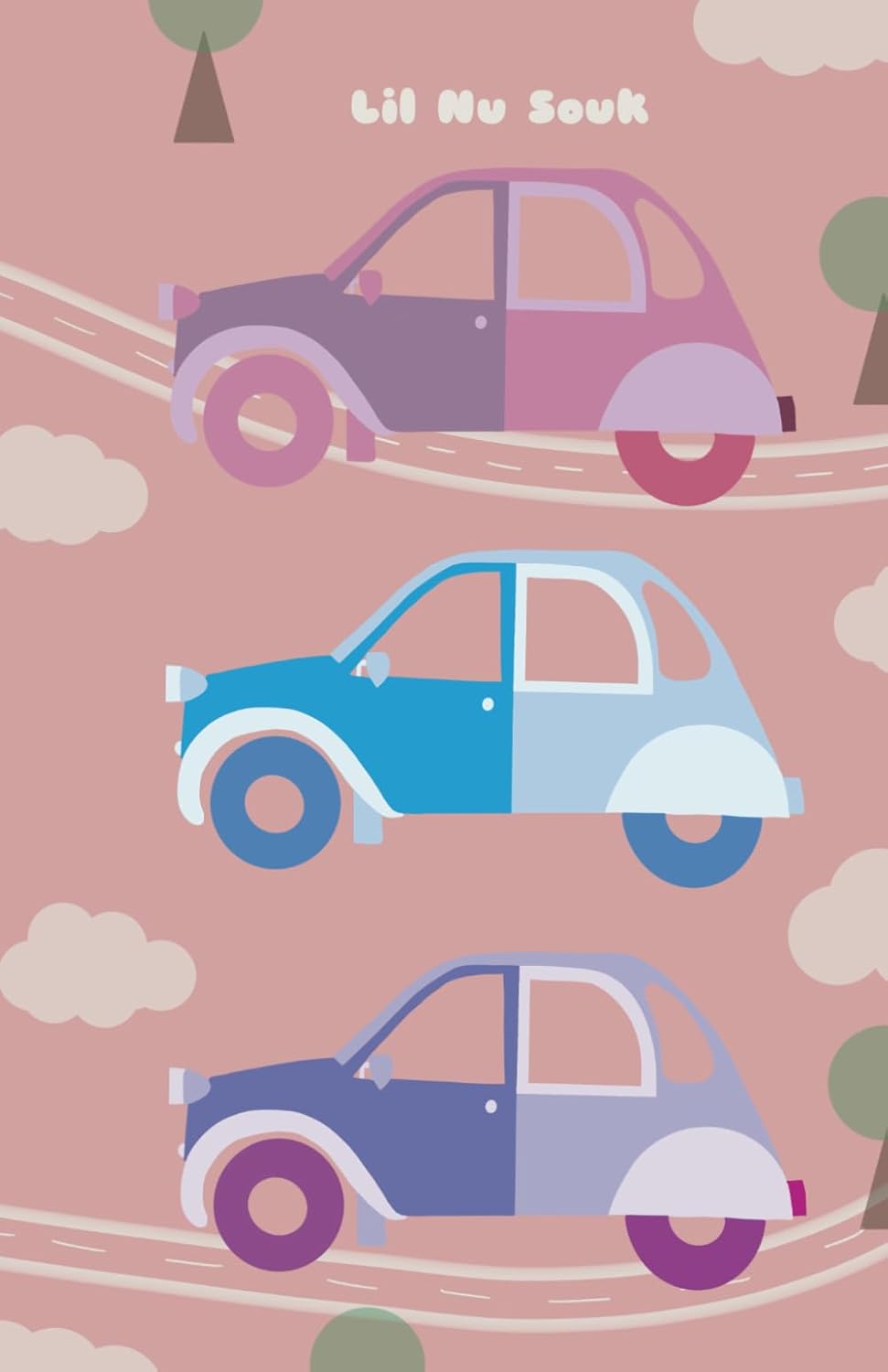 London Cab Pink Notebook — retro London cab in pastel pinks and lavenders