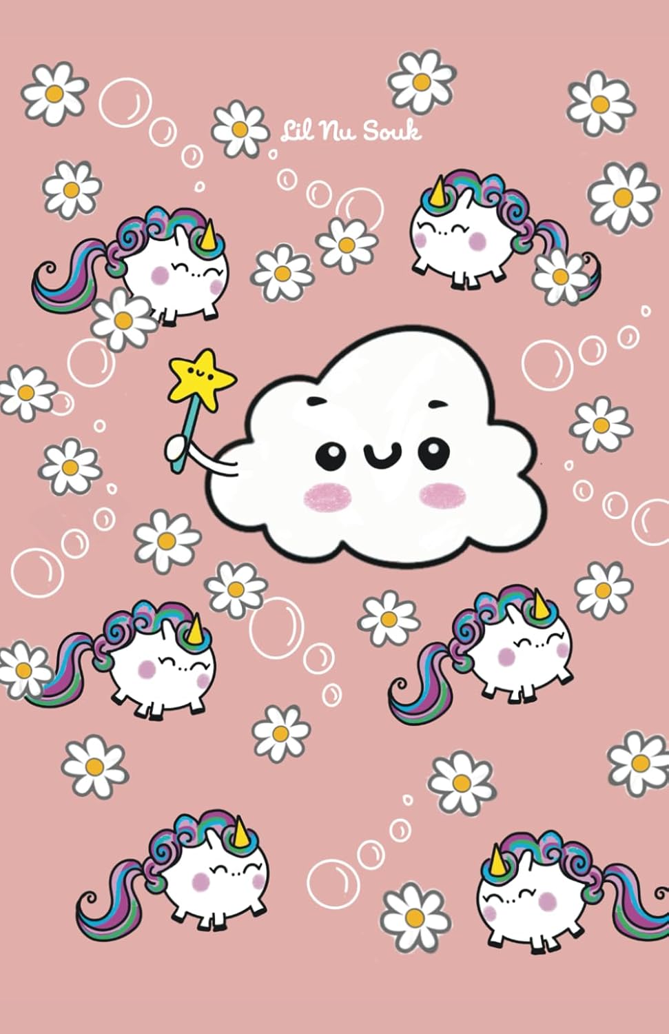 Unicorn Cloud Notebook — chunky unicorns drifting through fluffy clouds